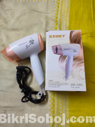 KEMEY KM-3365 Hot And Normal Air Foldable Hair Dryer